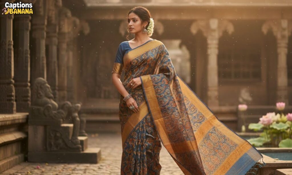 Fabric-Based Saree Captions in Hindi